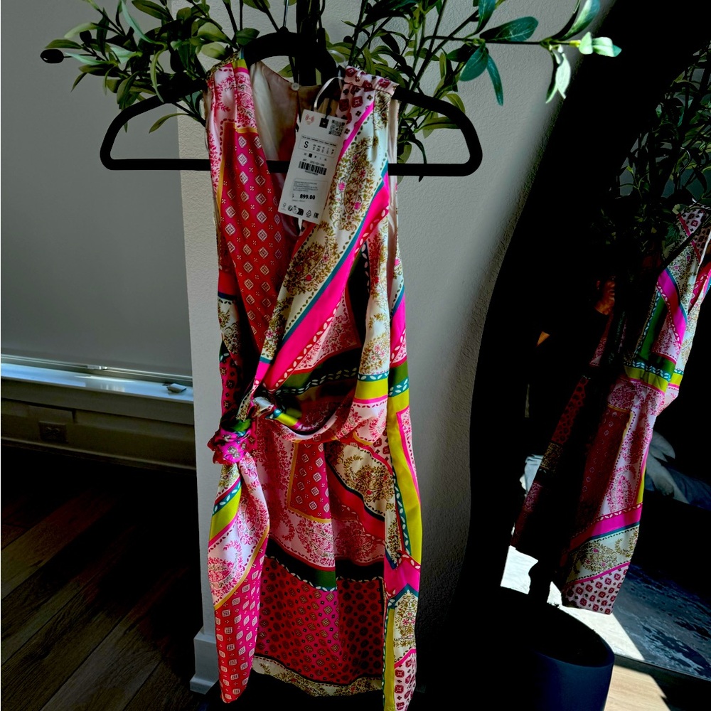 NWT ZARA SCARF PRINT DRESS